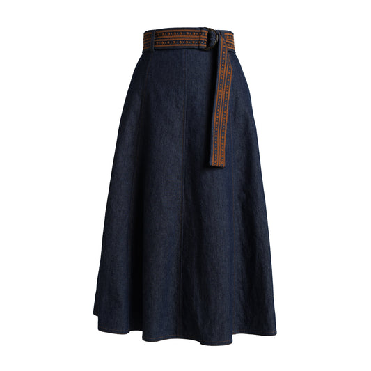 Layla Skirt in Blue Chambray
