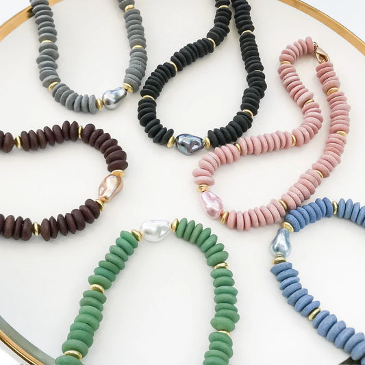 Heishi Necklace with Baroque Shell Pearl