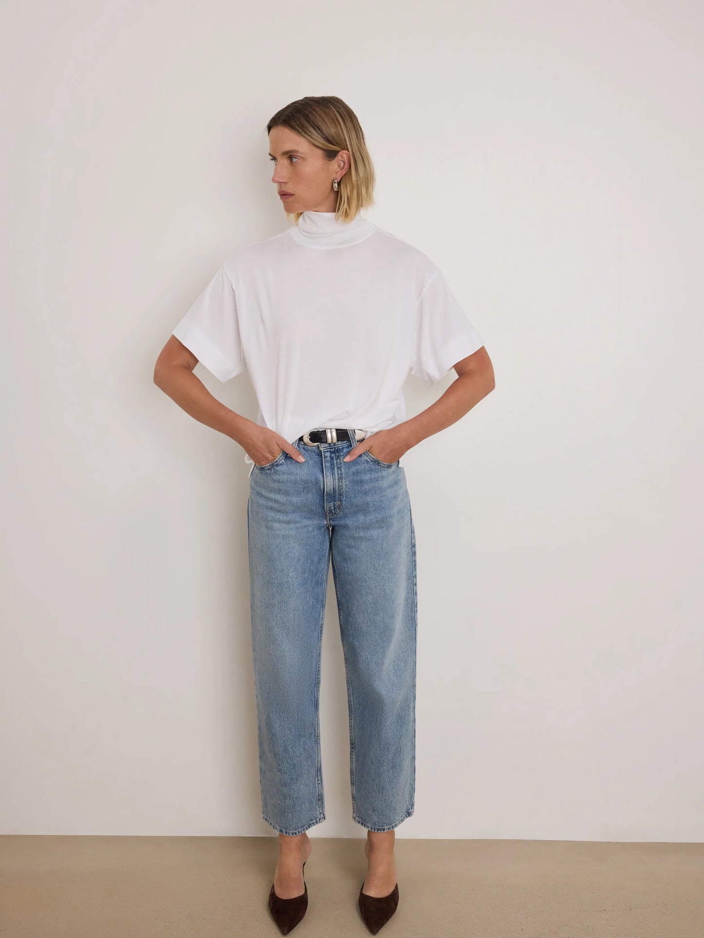 Fable Turtleneck Tee in Porcelain