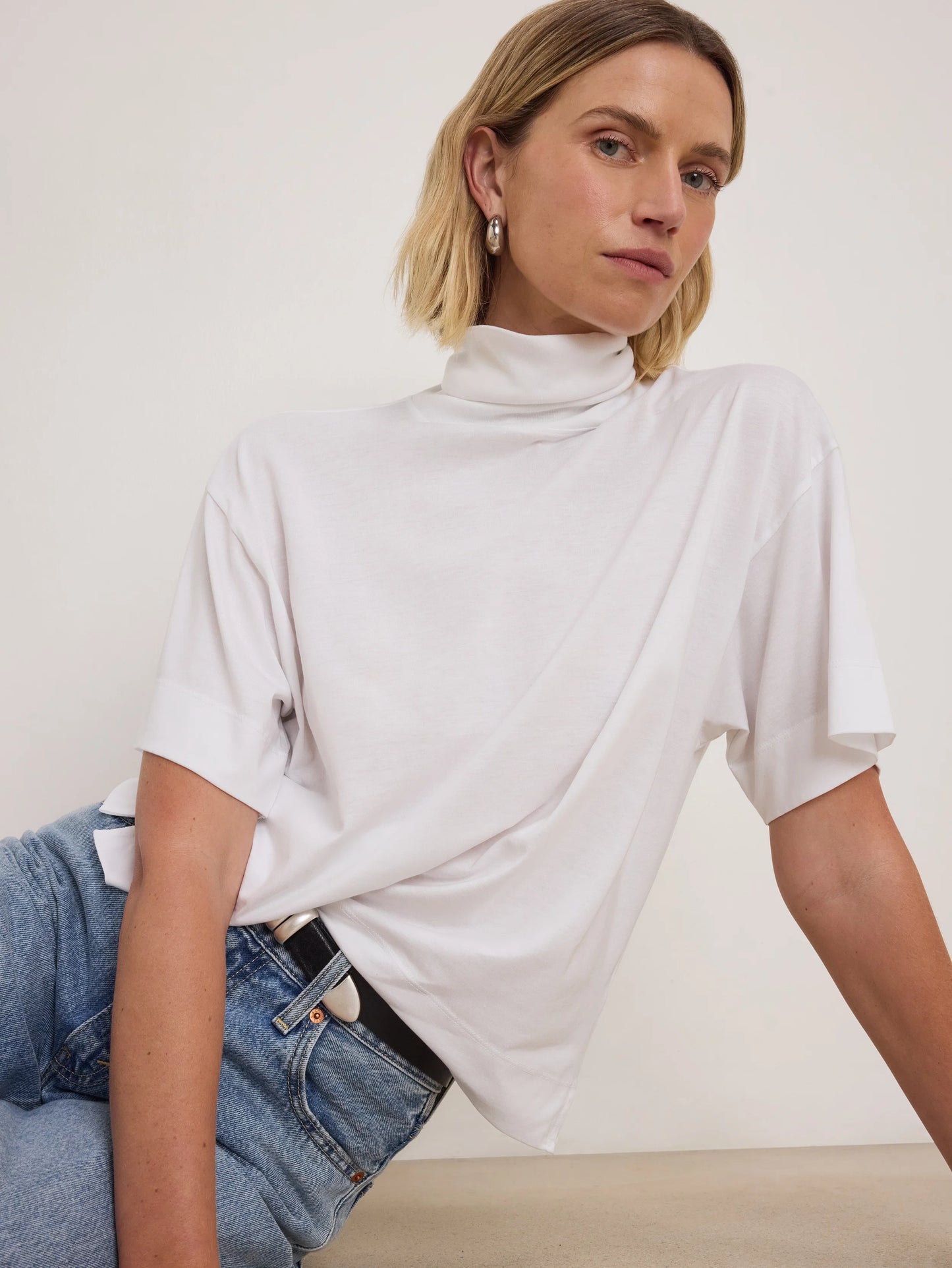 Fable Turtleneck Tee in Porcelain