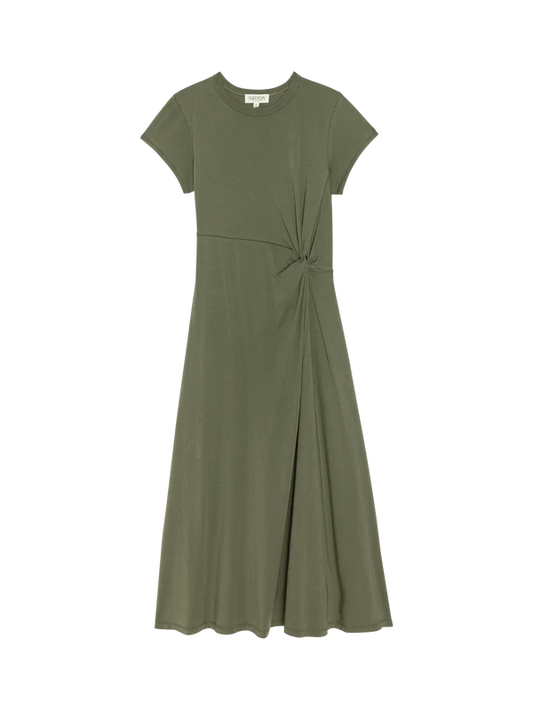 Frida Twist Midi Dress in Olive
