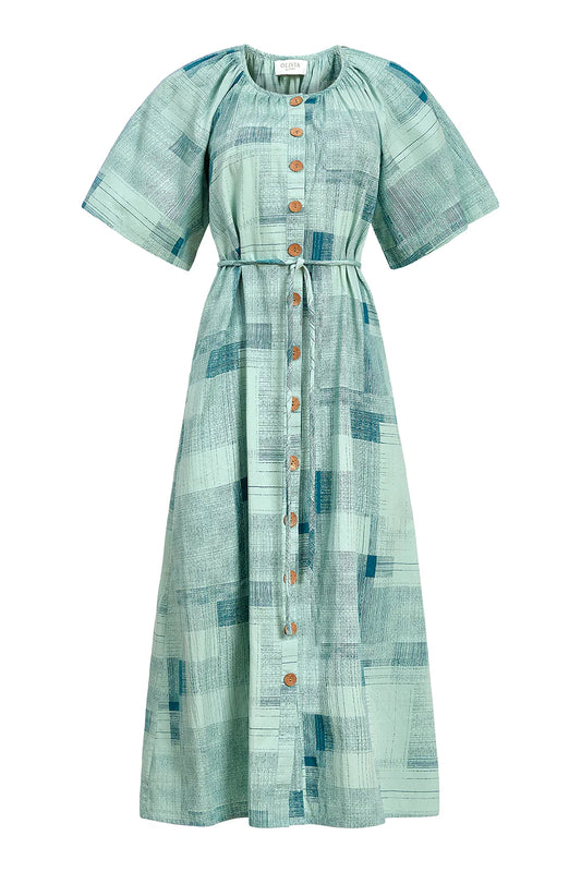 Faye Dress in Blue Print