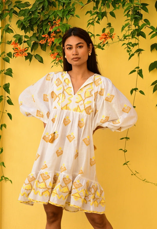Paros Shift Dress in Saffron