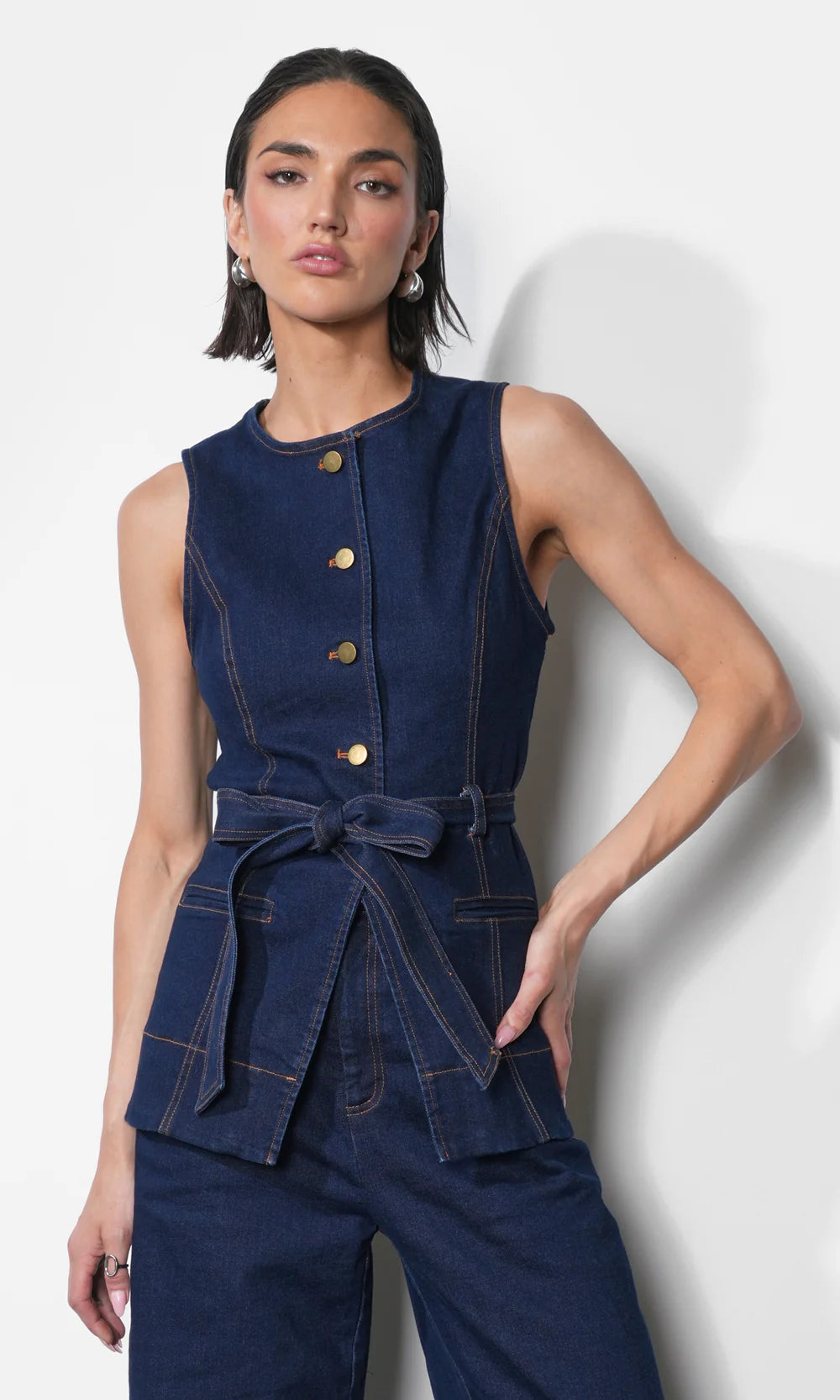 Clarence Button Up Denim Vest