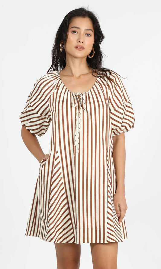 Sierra Stripe Easy Shift Dress in Cinnamon