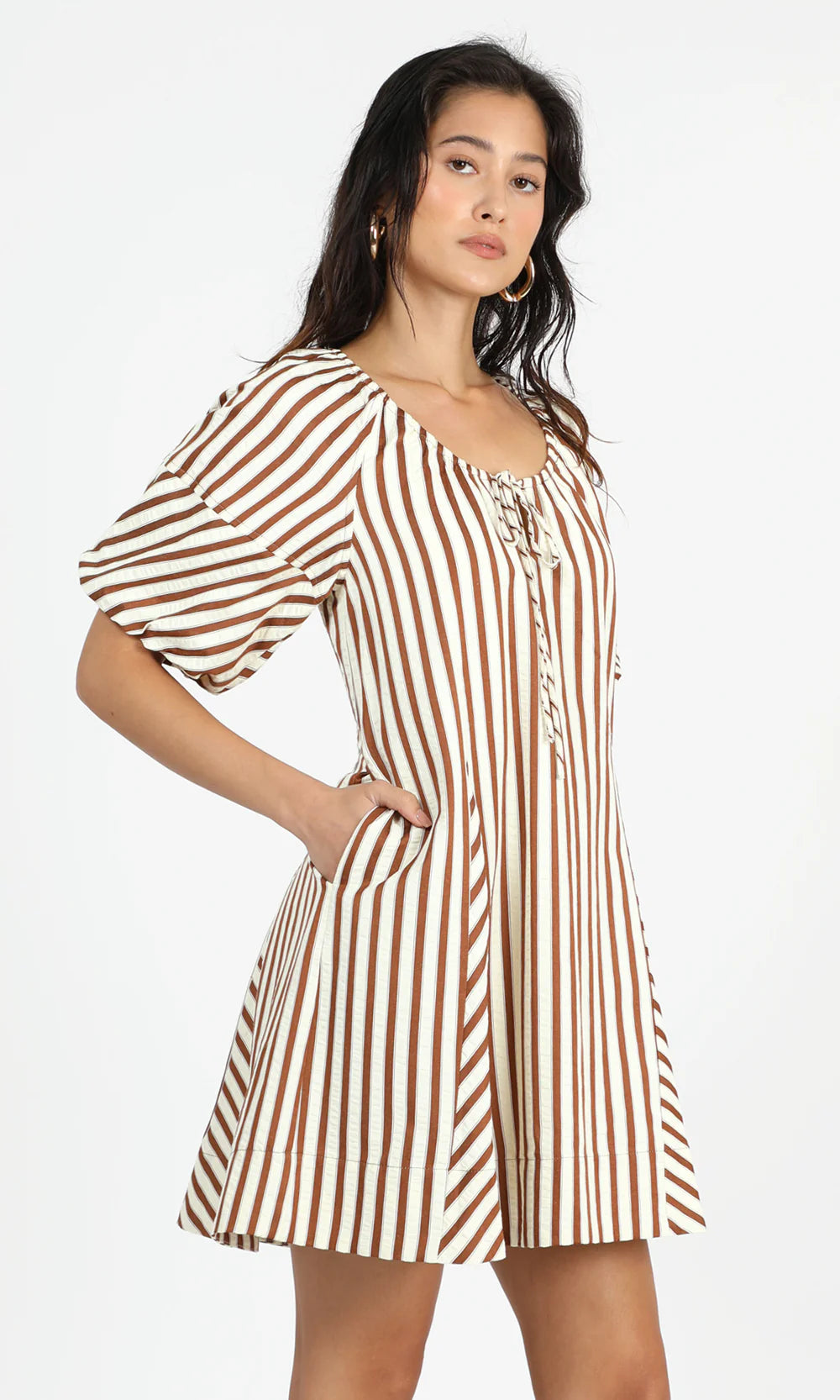 Sierra Stripe Easy Shift Dress in Cinnamon