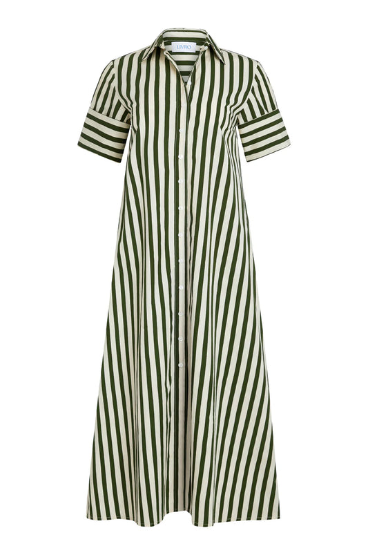 Gibbons Dress in Chive Stripe