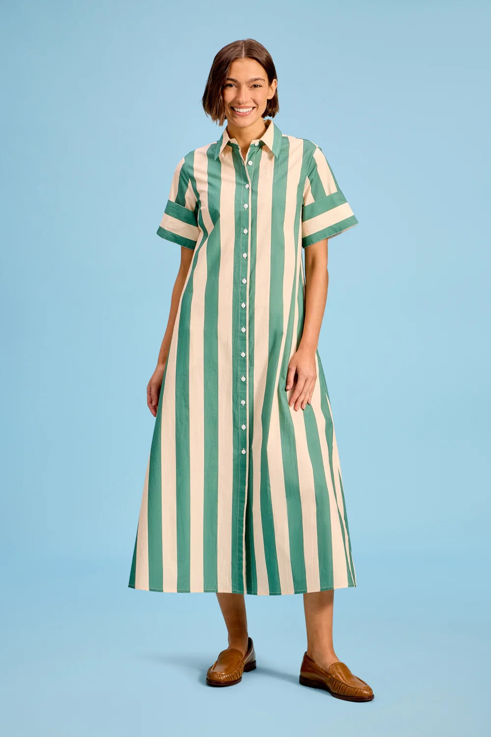 Gibbons Dress in Stone Stripe