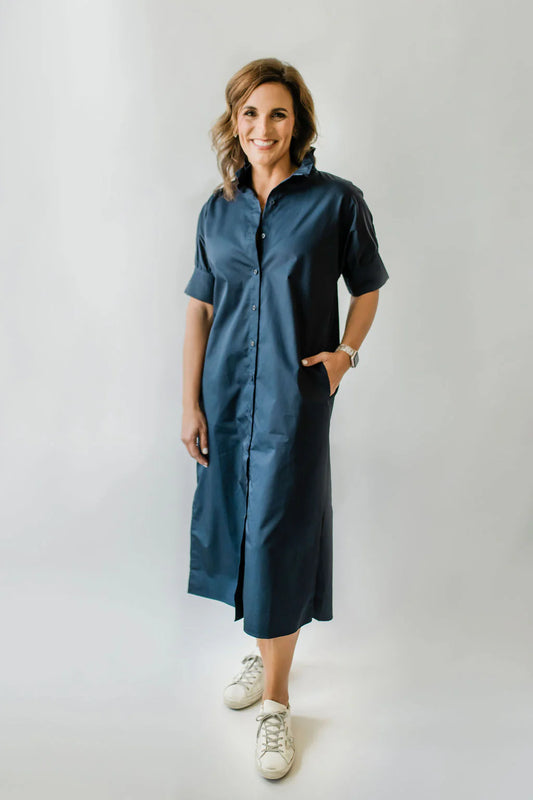 The Short Sleeve Ruffle Long Shirt Dress