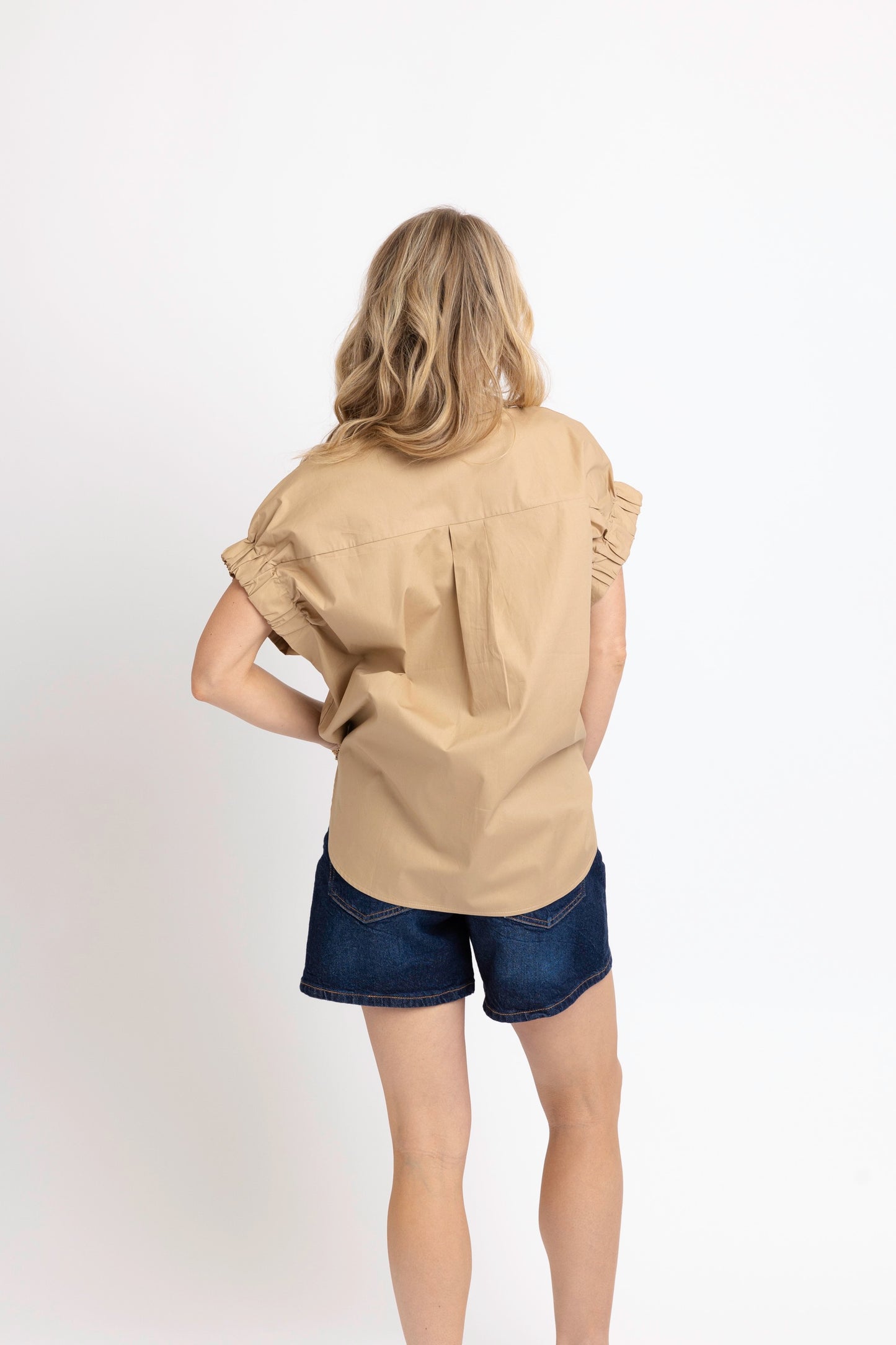 Solid Poplin Jeweled Blouse