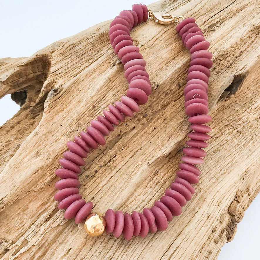 Heishi Clay Choker w/ Hammered Ball