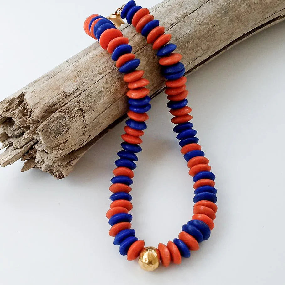 Heishi Clay Choker w/ Hammered Ball