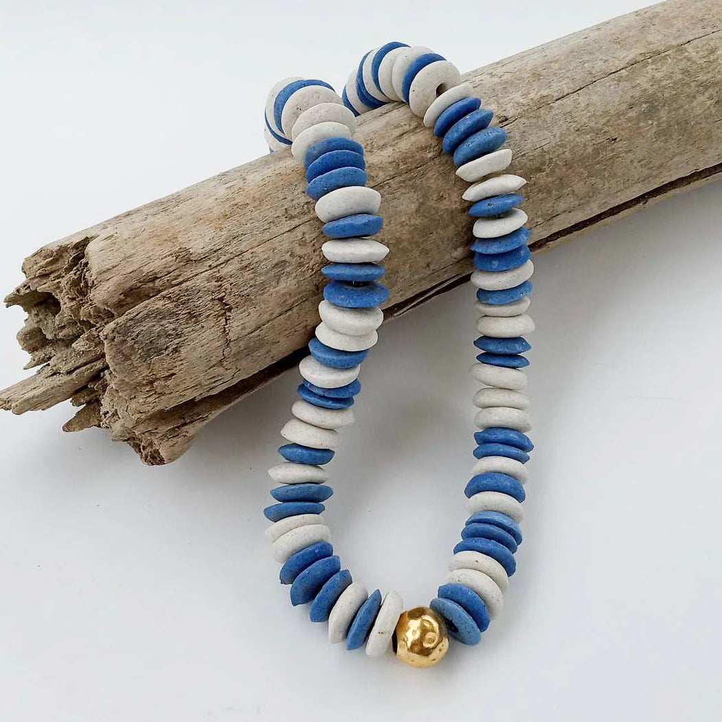 Heishi Clay Choker w/ Hammered Ball