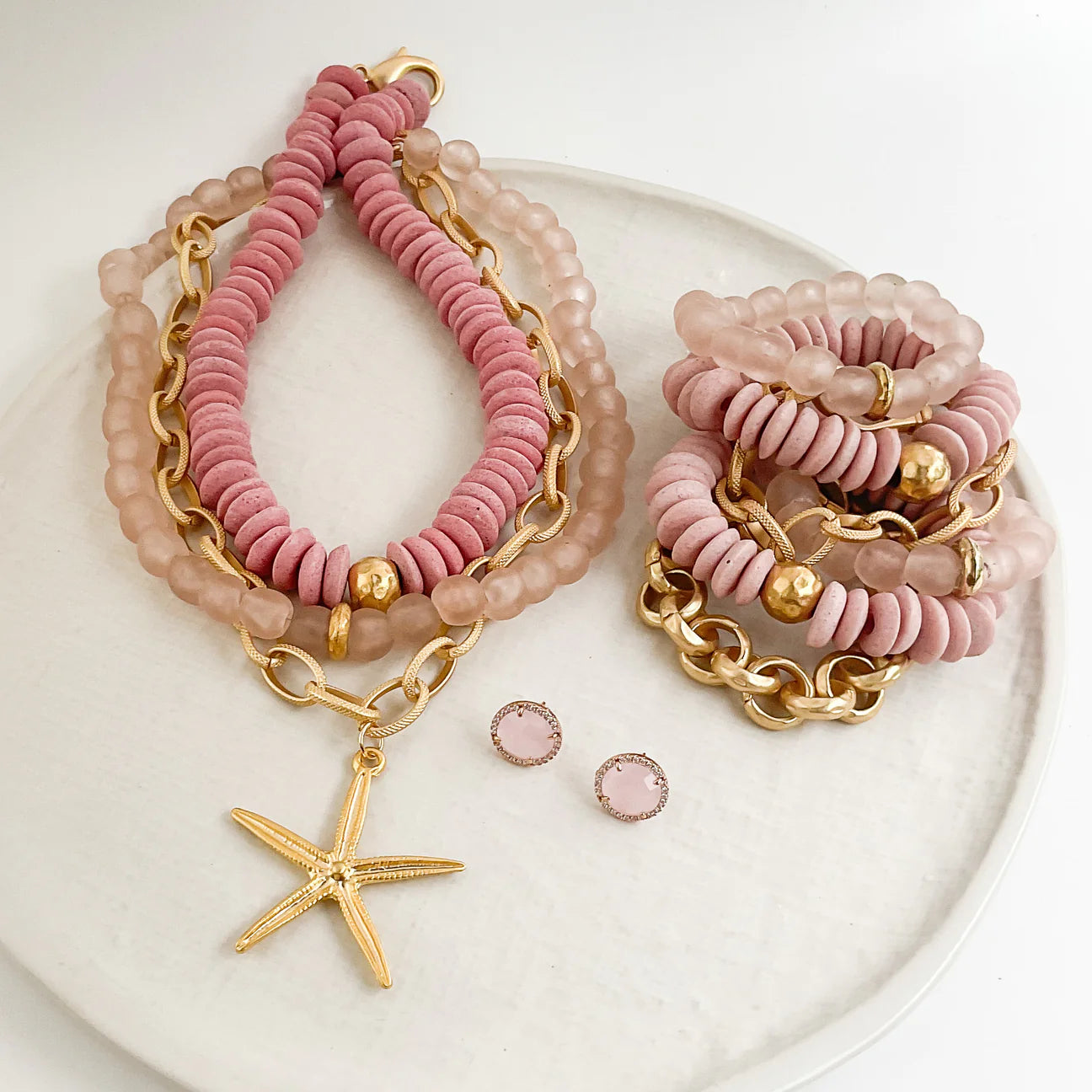 Heishi Clay Choker w/ Hammered Ball