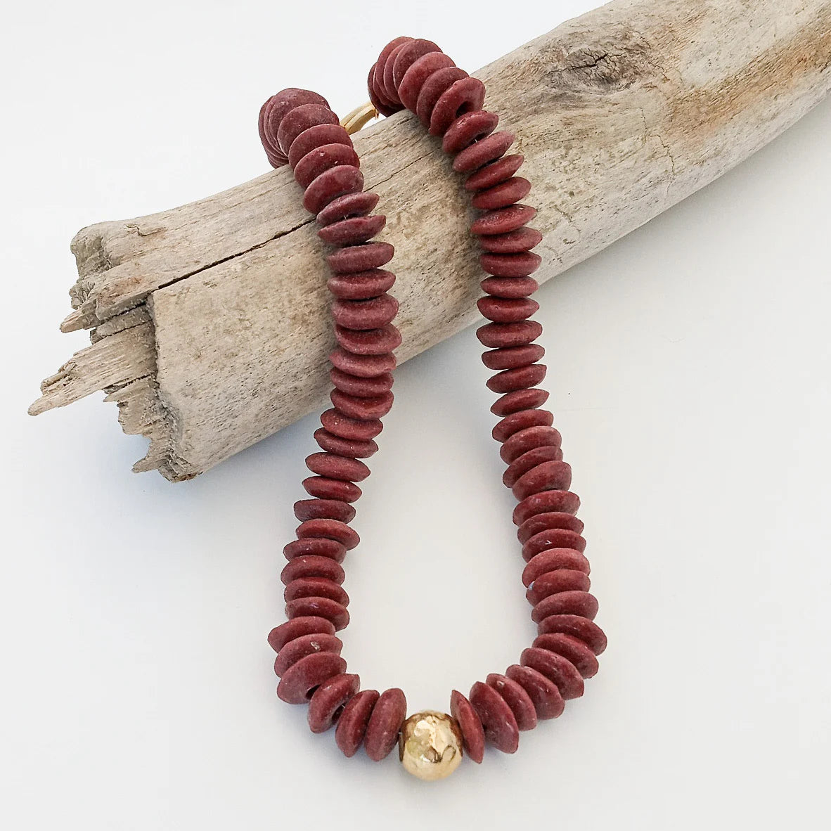 Heishi Clay Choker w/ Hammered Ball