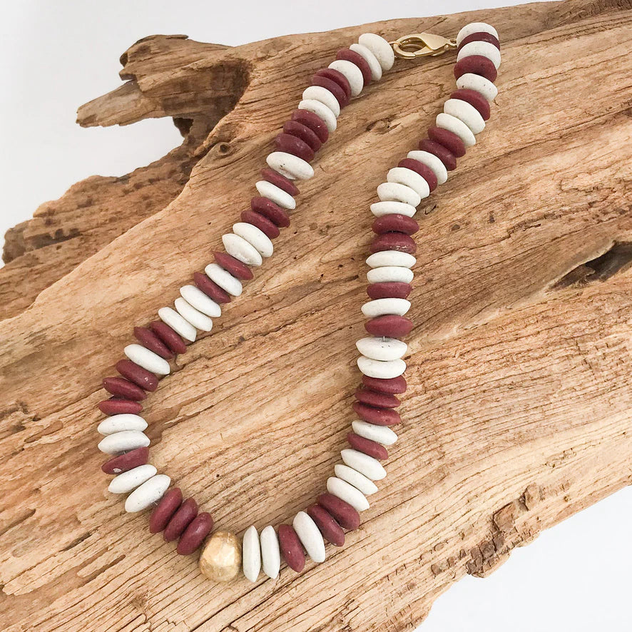 Heishi Clay Choker w/ Hammered Ball
