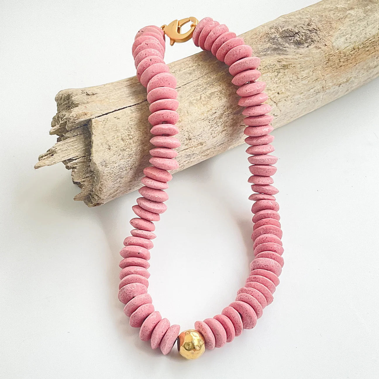 Heishi Clay Choker w/ Hammered Ball