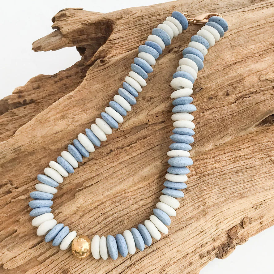 Heishi Clay Choker w/ Hammered Ball