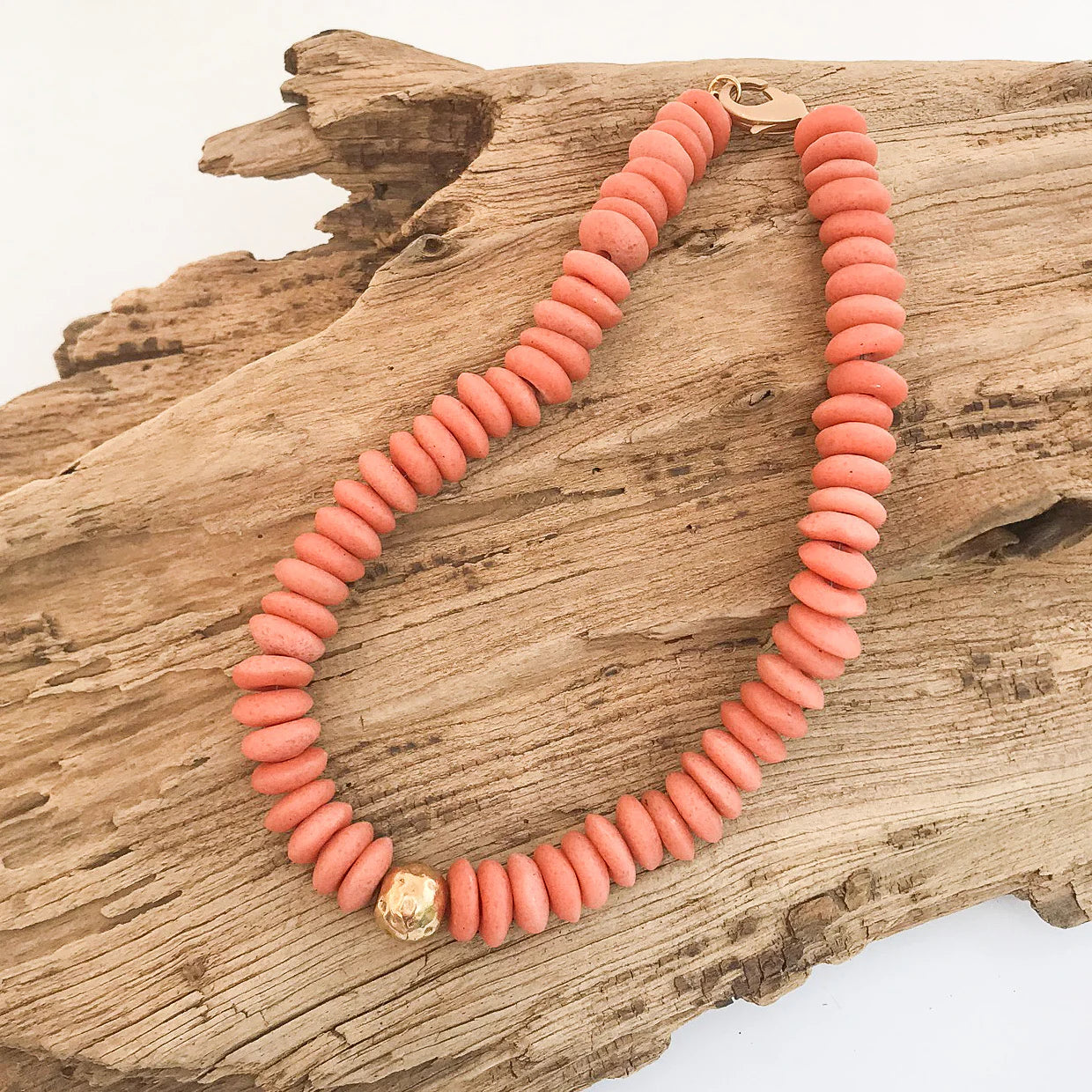 Heishi Clay Choker w/ Hammered Ball