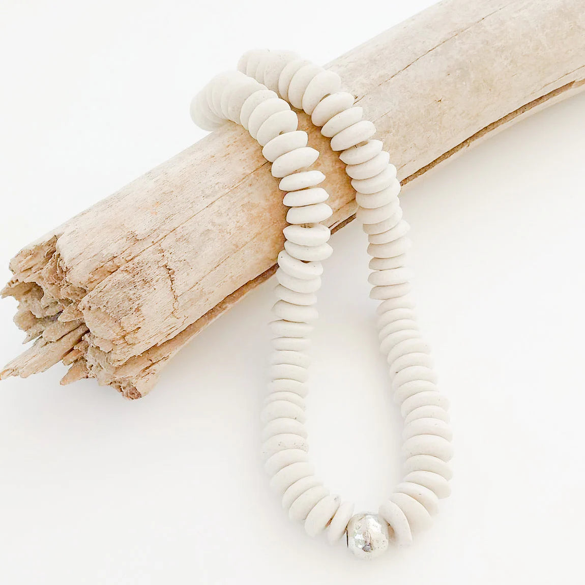 Heishi Clay Choker w/ Hammered Ball