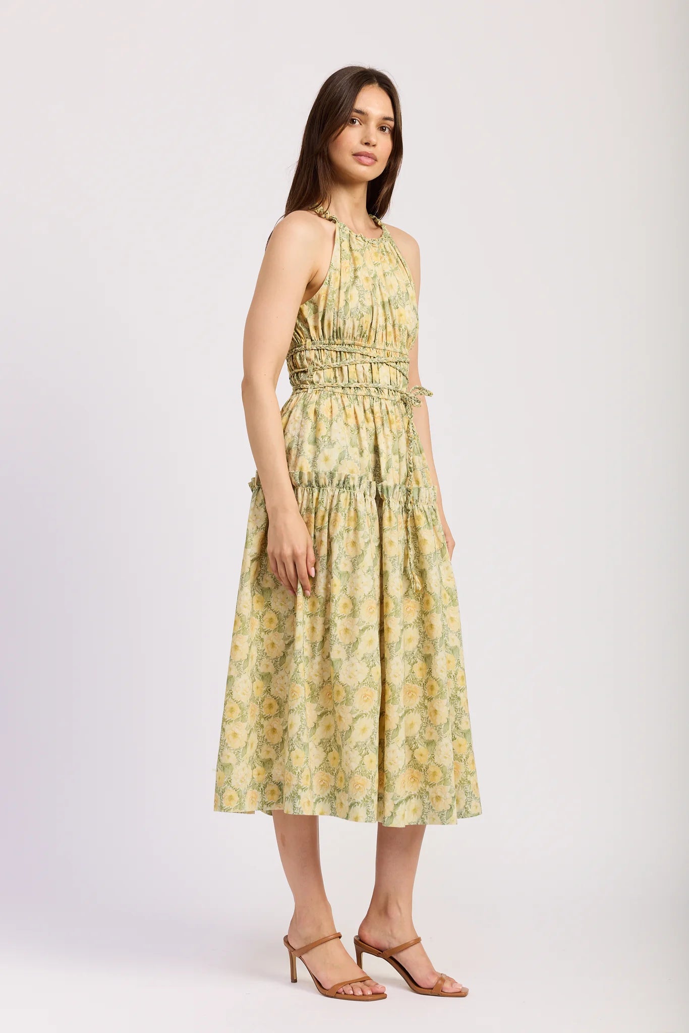 Blaine Midi Dress in Buttercup Sage