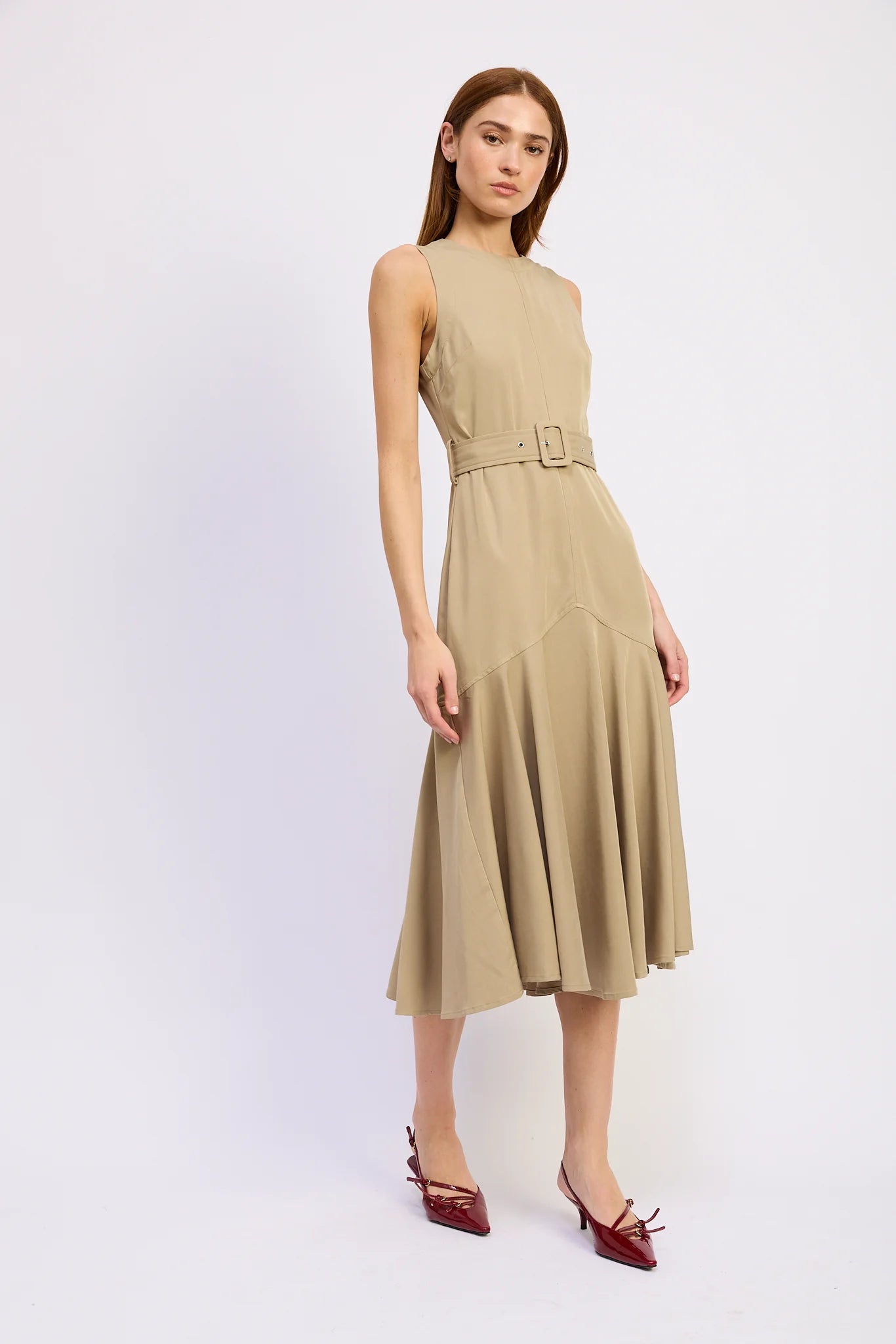 Autumn Midi Dress in Khaki