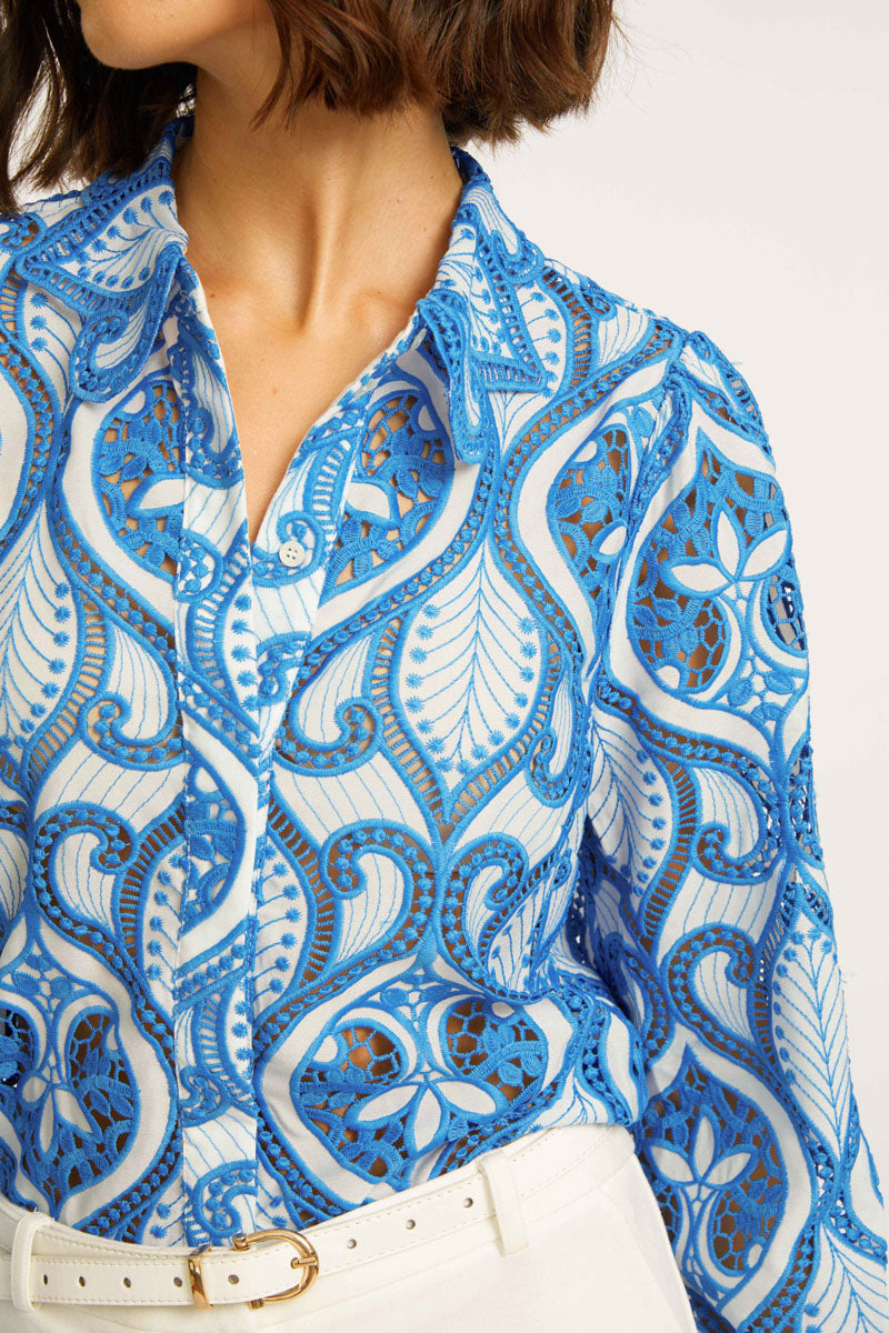 Emmie Top in French Blue Lace