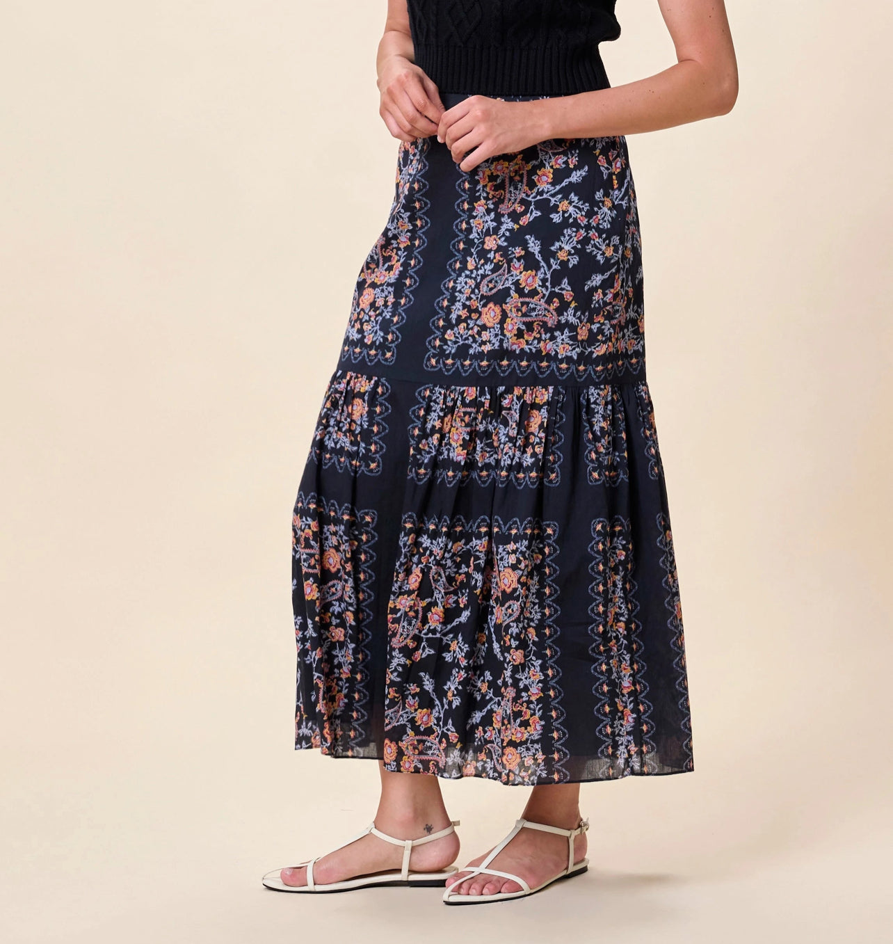 Marjorie Ankle Skirt in Dark La Ramos Print