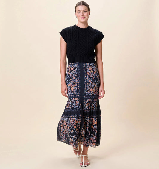 Marjorie Ankle Skirt in Dark La Ramos Print