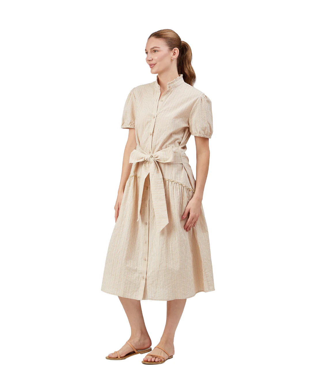Julie Dress in Tan Stripe