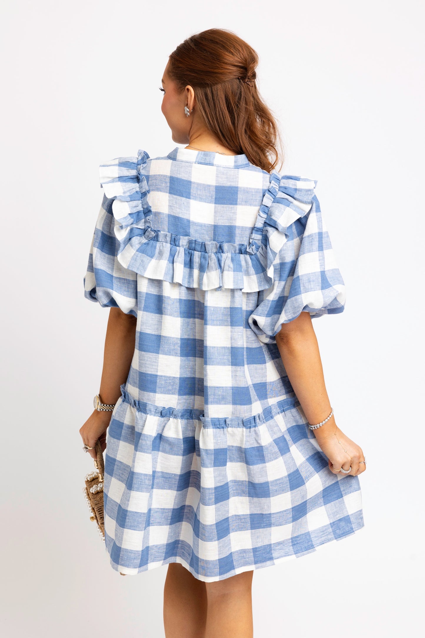 Buffalo Check Ruffle Mini Dress