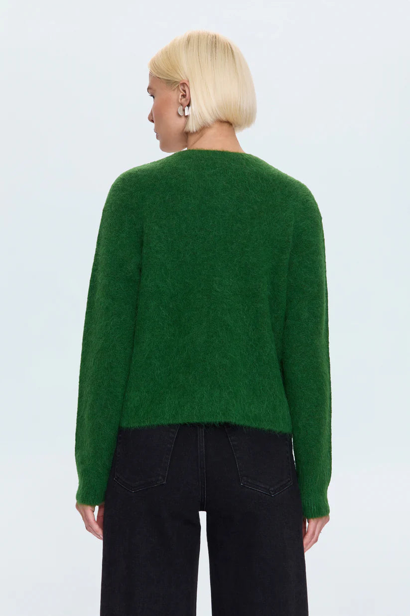 Kit V-Neck Long Sleeve Pullover Sweater in Wintergreen