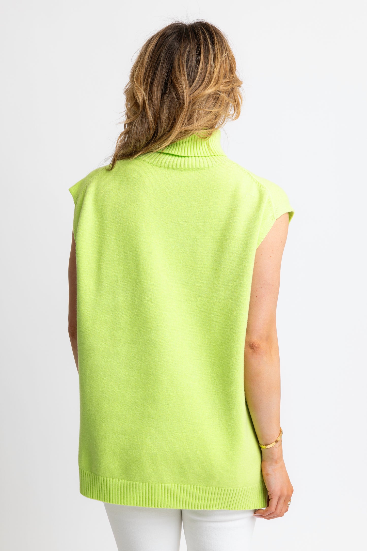 Sleeveless Turtleneck Sweater in Citrine