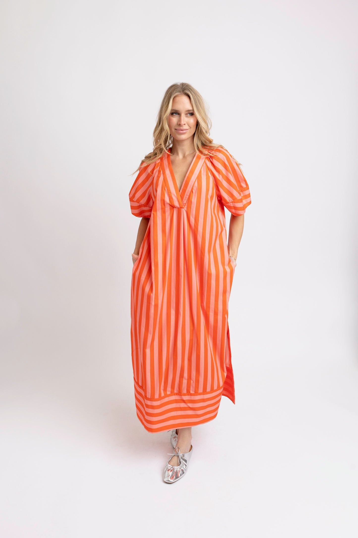Coral Stripe Signature Maxi Dress