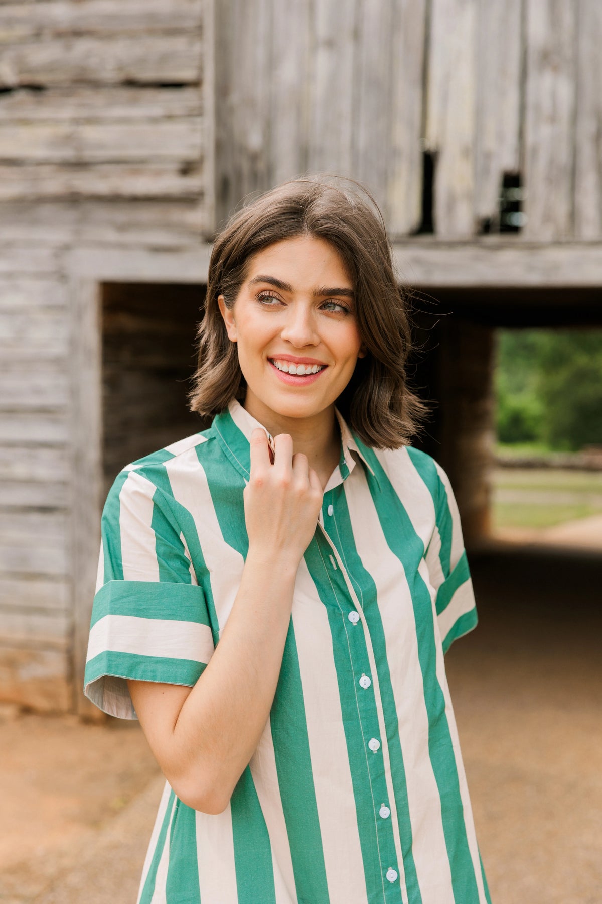 Gibbons Dress in Stone Stripe