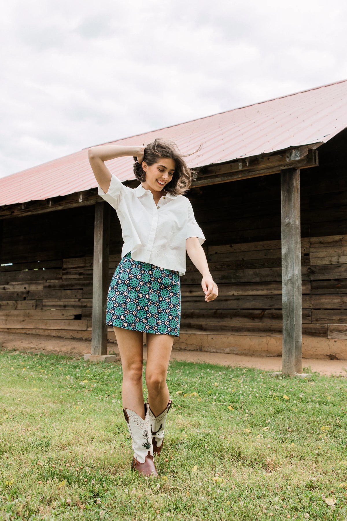 Mini Skirt in Slate Mosaic