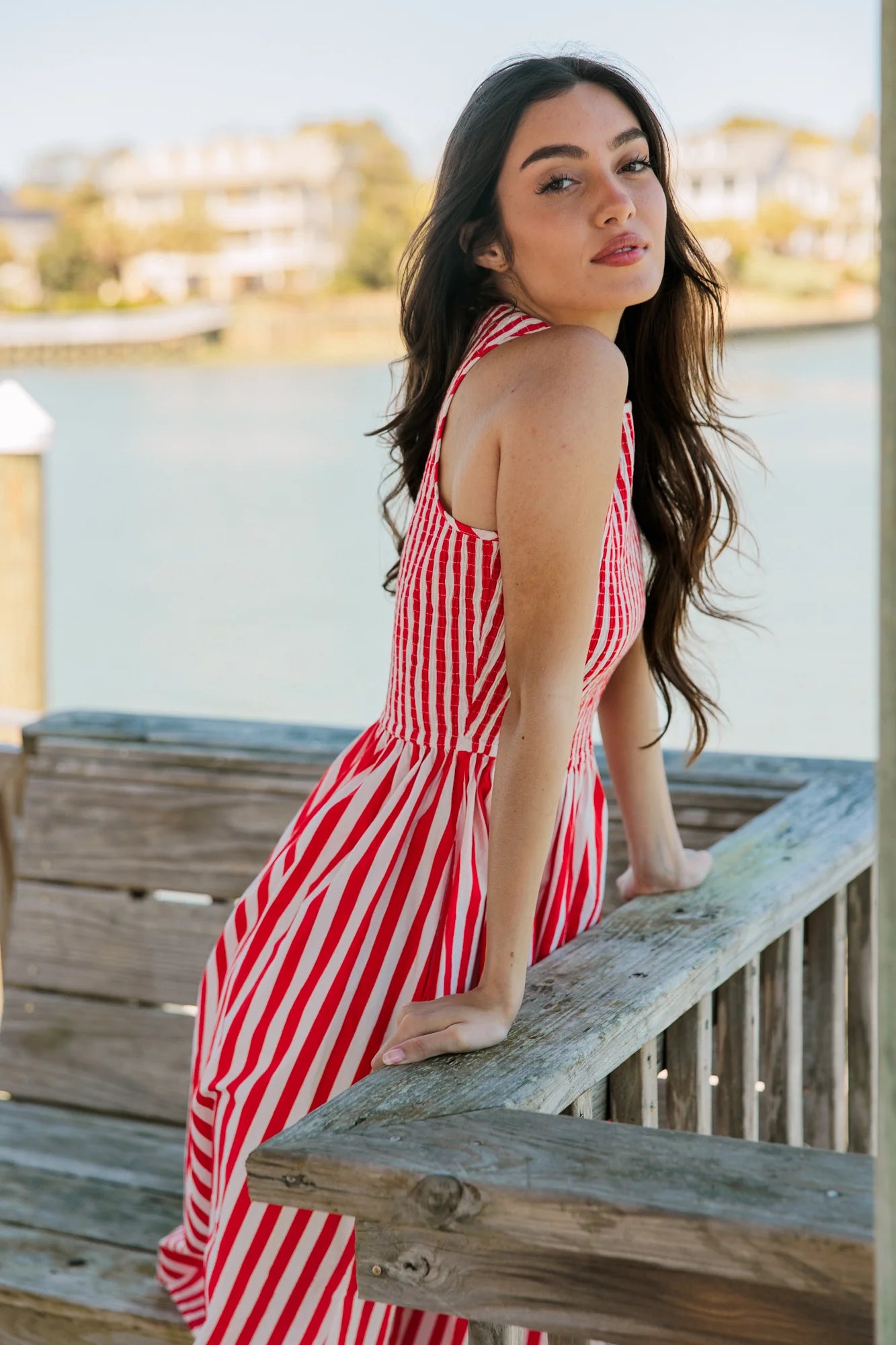 Stroll Dress in Red Stripes