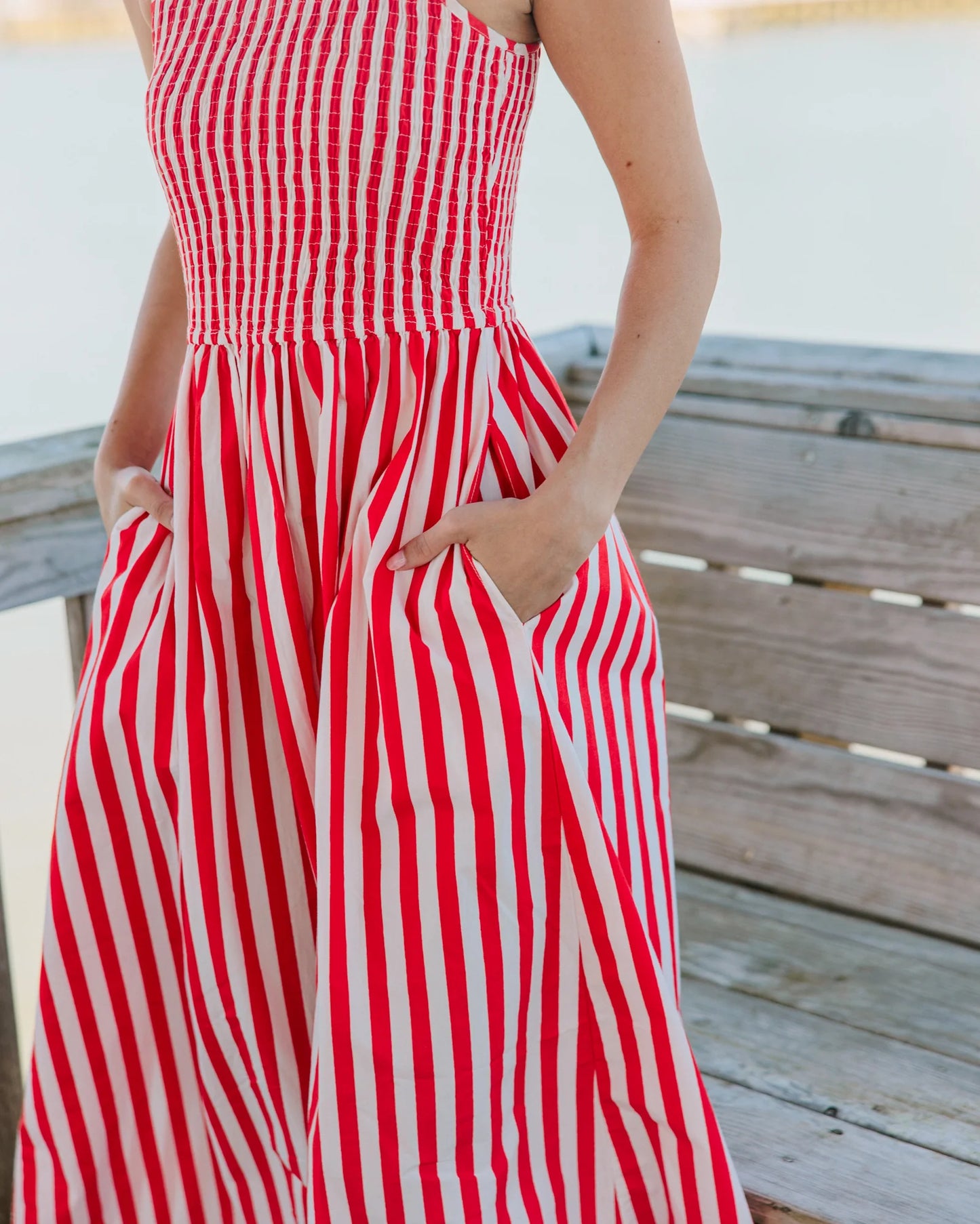 Stroll Dress in Red Stripes