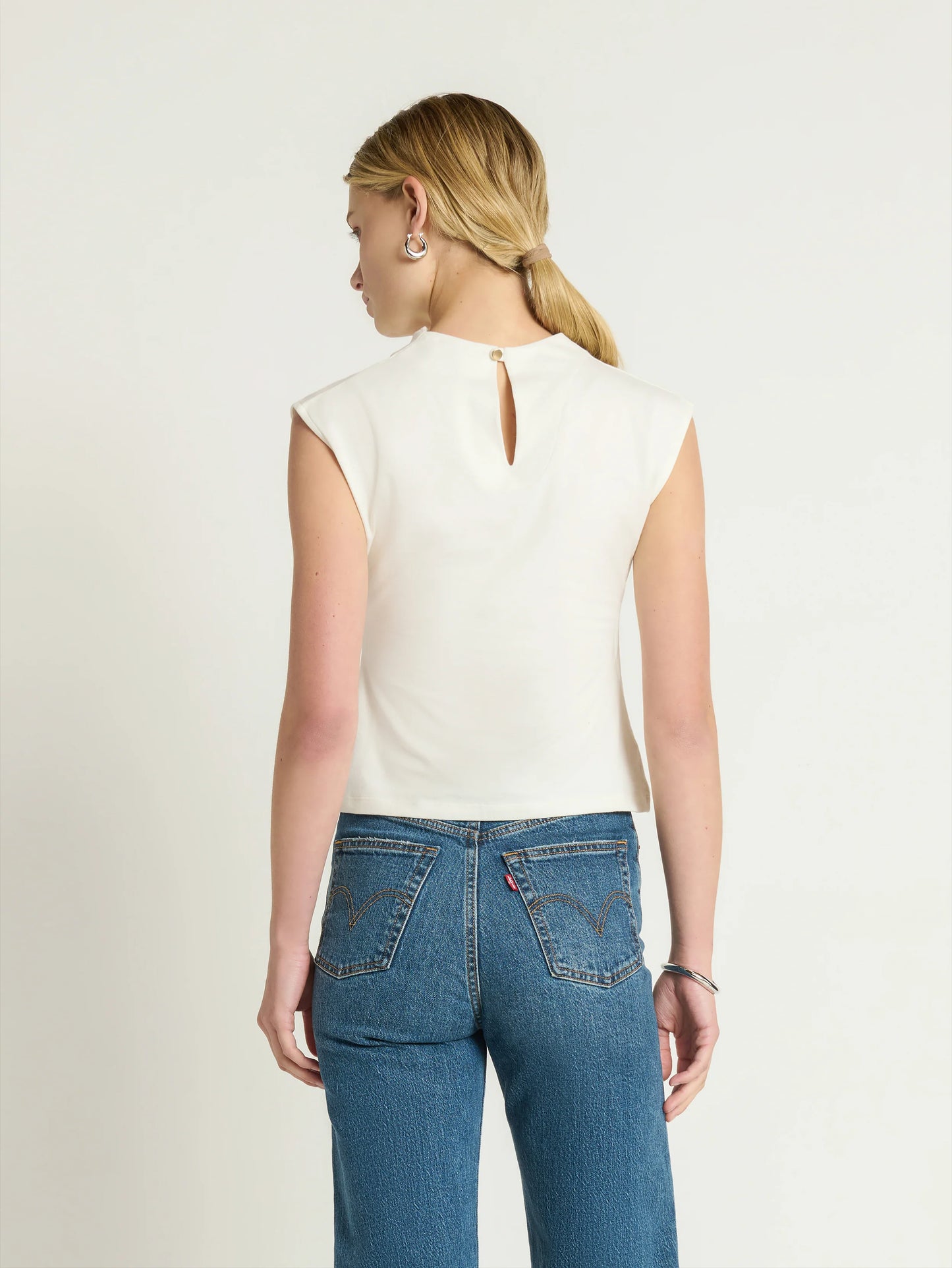 Lulu Mock Neck Top in Brushed Porcelain