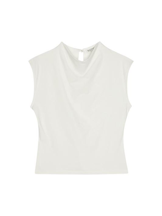 Lulu Mock Neck Top in Brushed Porcelain