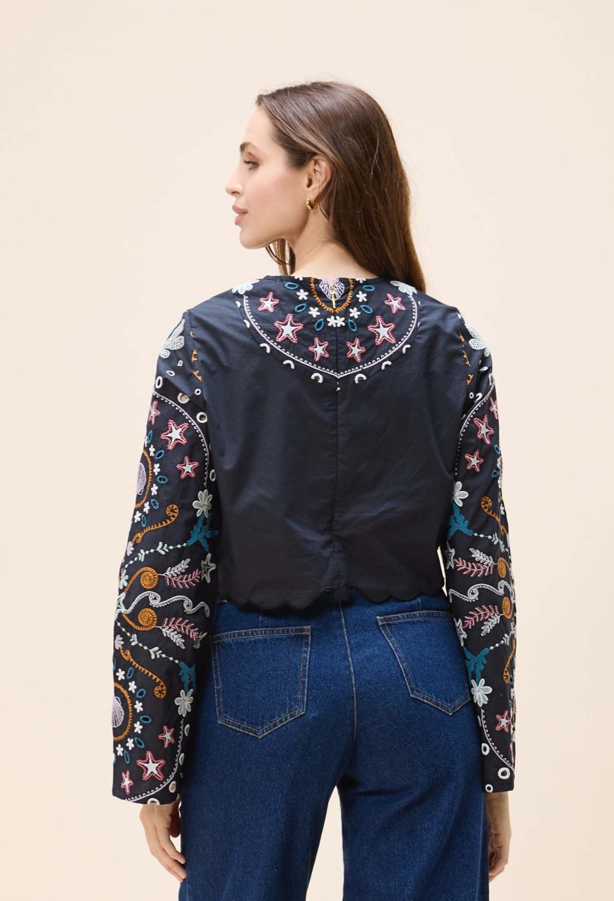Leela Top in Black Embroidery