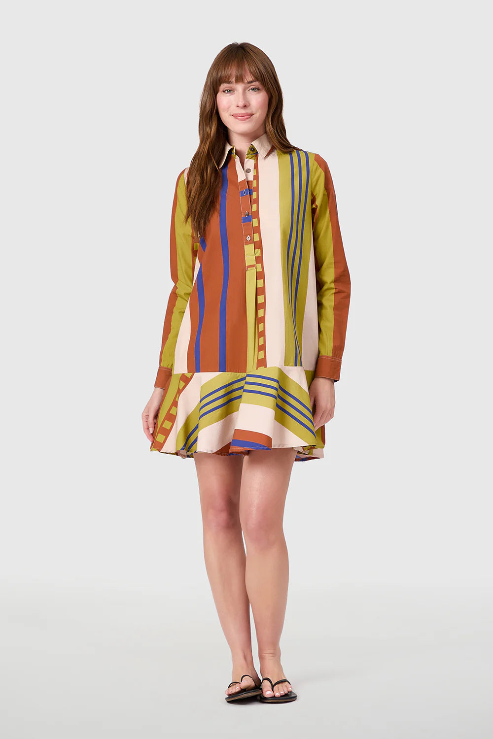 Polly Dress in Maple Stripes