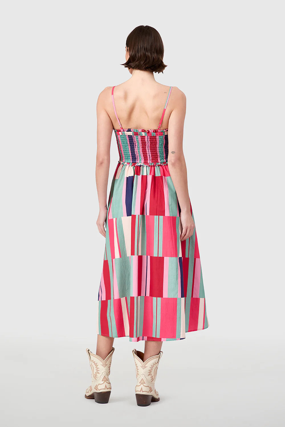 Smocked Dress in Woodland Stripes