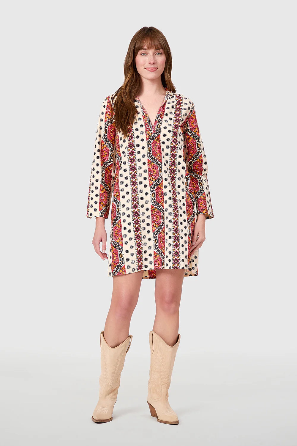 Short Kurta in Crimson Mosaic