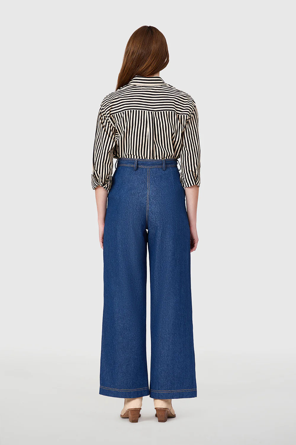 The Boyfriend Shirt in Ganache Pinstripe