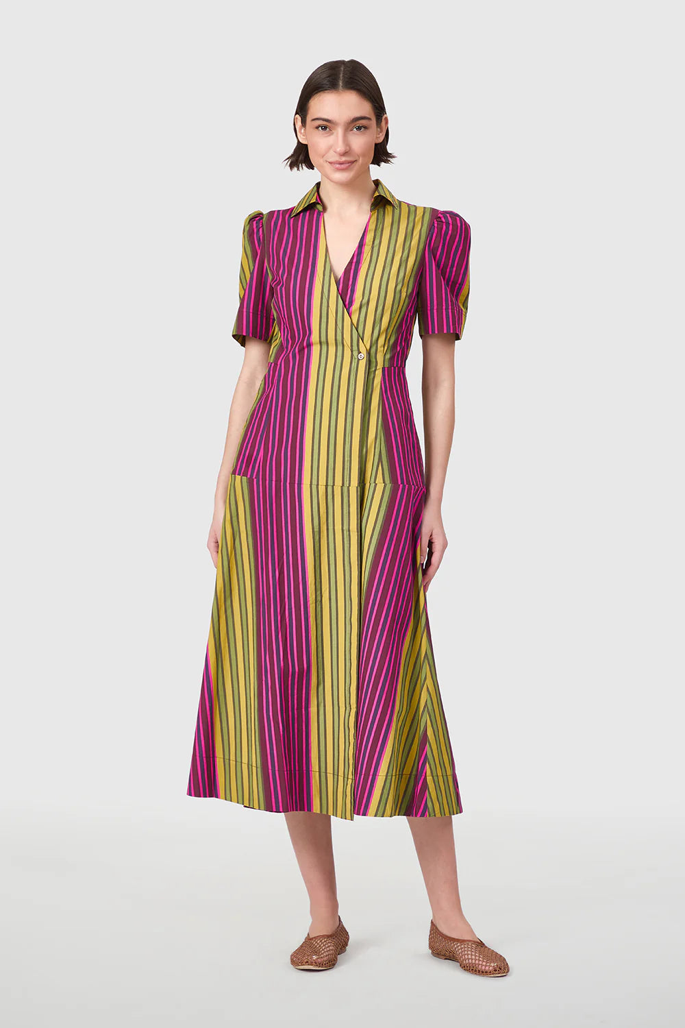 Clark Dress in Wildberry Stripes