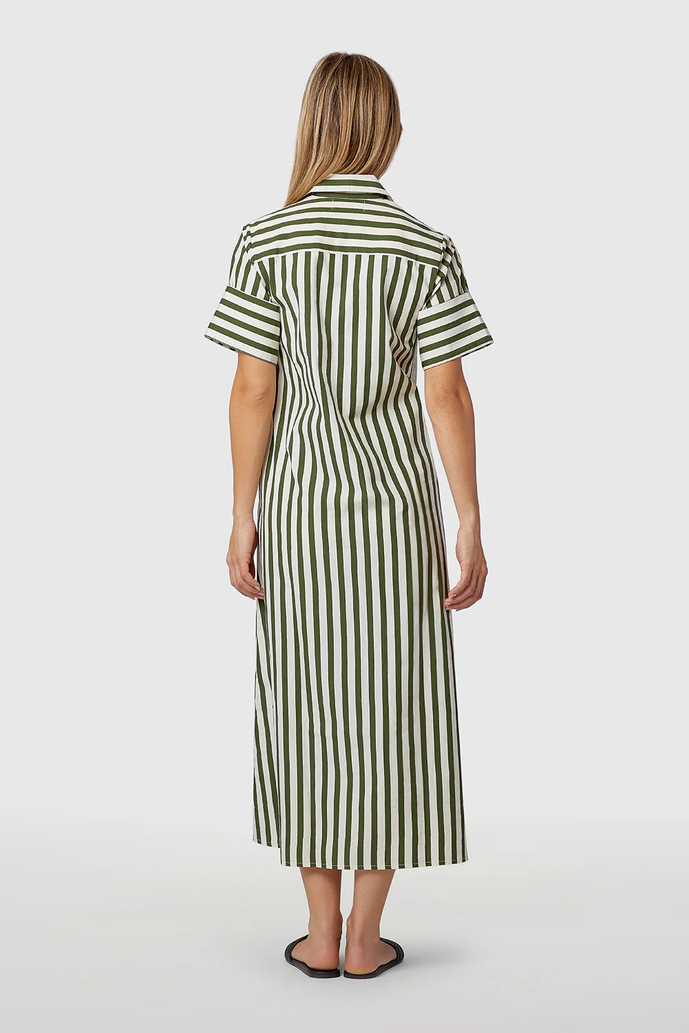 Gibbons Dress in Chive Stripe