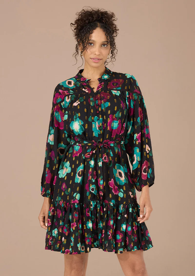 Lori-Anne Dress in Black Holiday Green