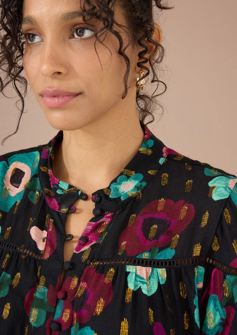 Lori-Anne Dress in Black Holiday Green