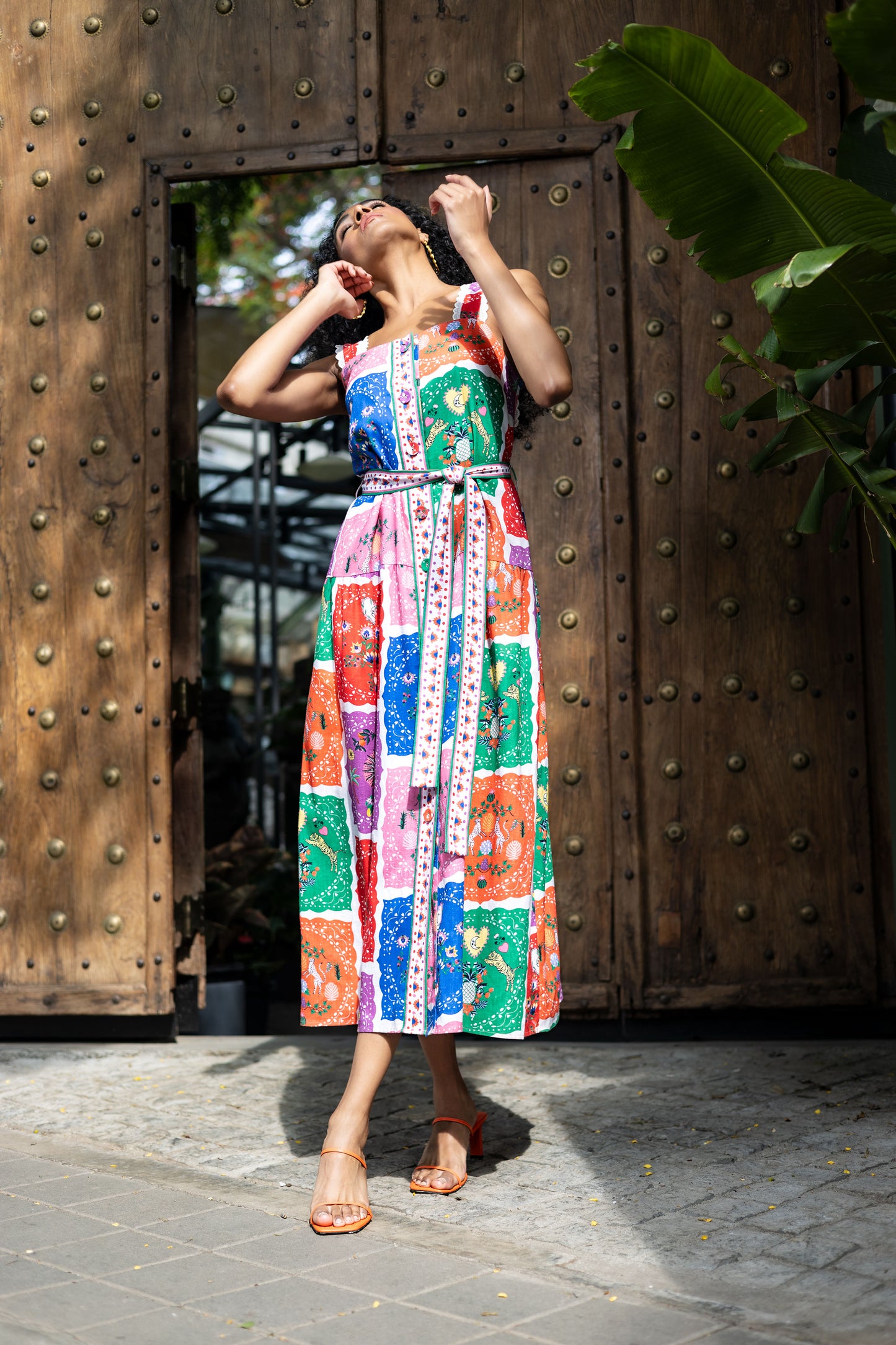 Victoria Maxi Dress in Multi Linen